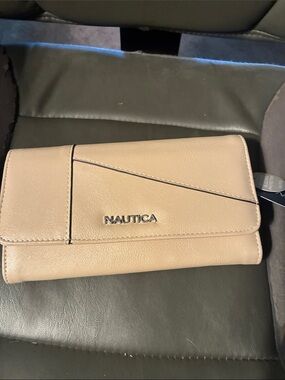 Nautica Taupe Fold-Over Clutch Wallet